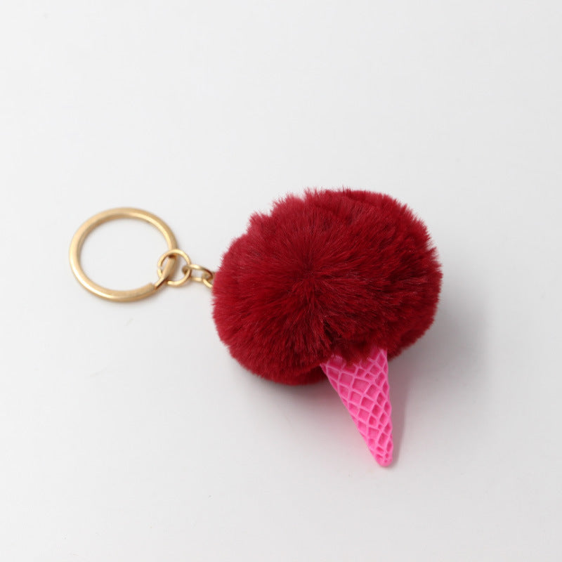 Wholesale Resin Ice Cream Fur Ball Keychain